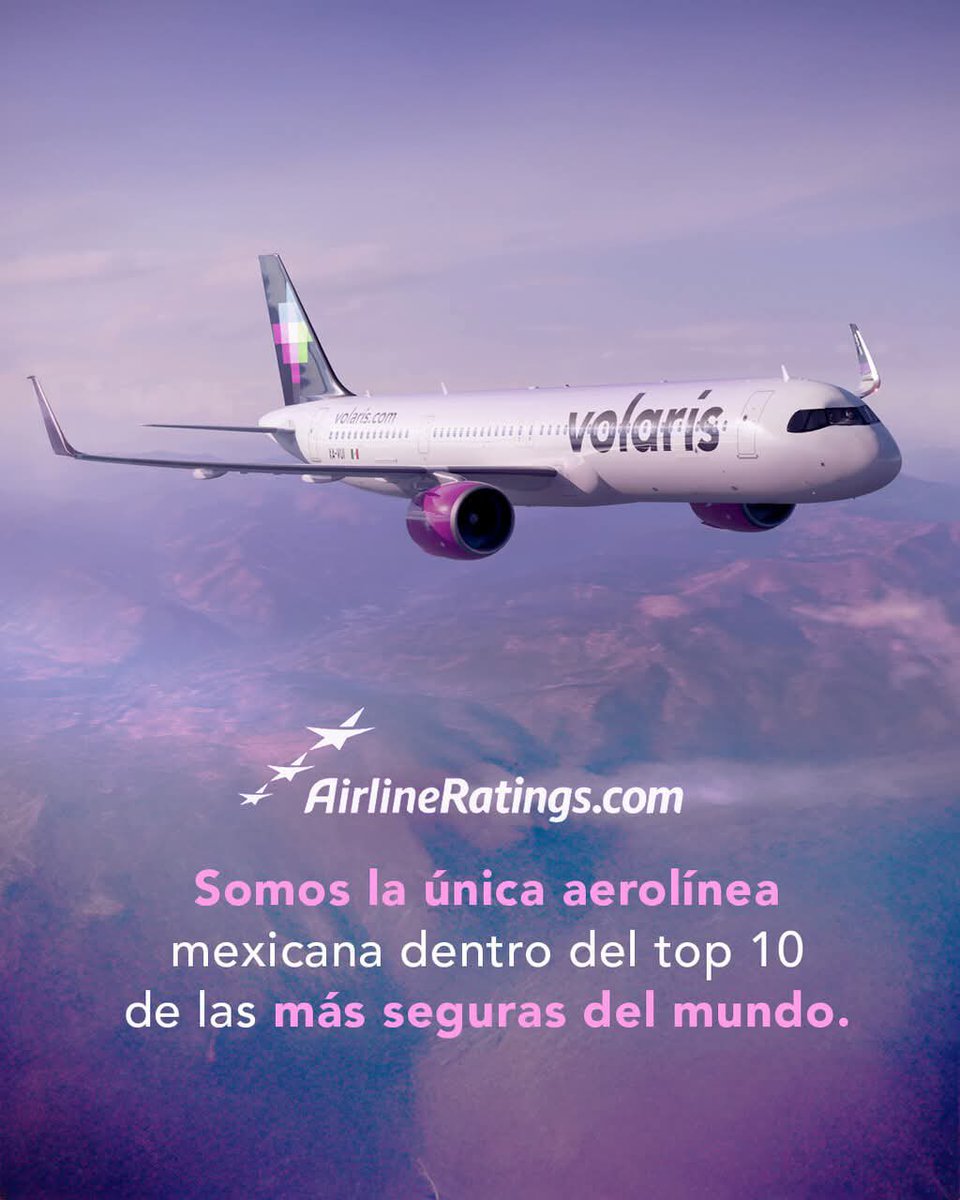 Volaris se posiciona dentro del top ten de aerolíneas de bajo costo más seguras a nivel mundial dentro del ranking Airlineratings.com

Ese reconocimiento refuerza su compromiso de tener una experiencia de vuelo segura para todos sus pasajeros y embajadores.
