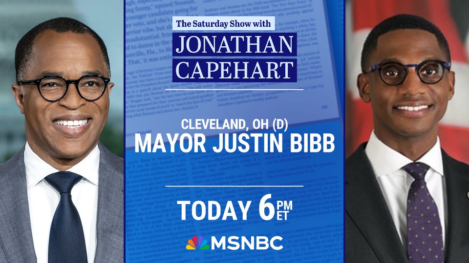 TONIGHT: Cleveland Mayor Justin Bibb joins the #saturdayshow to discuss how America's mayors are preparing for a second Trump term, including his threats to enact mass deportations in major cities nationwide. 6 pm ET on <a href="/MSNBC/">MSNBC</a>