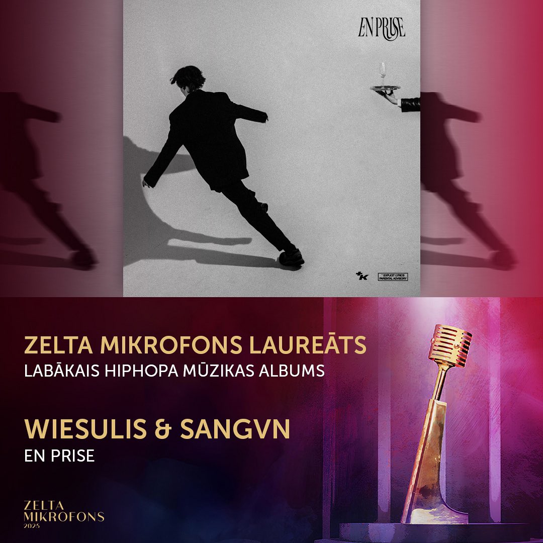 Kategorijā “Labākais hiphopa mūzikas albums” Zelta mikrofonu iegūst Wiesulis &amp; sangvn ar albumu “En prise”! 🎙️