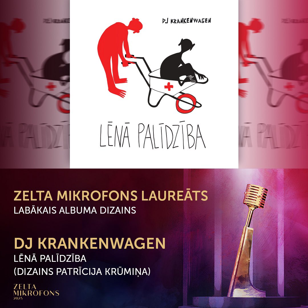 Kategorijā “Labākais albuma dizains” Zelta mikrofonu iegūst DJ KRANKENWAGEN ar albumu ”Lēnā Palīdzība”! 🎙️ (Dizains - Patrīcija Krūmiņa)