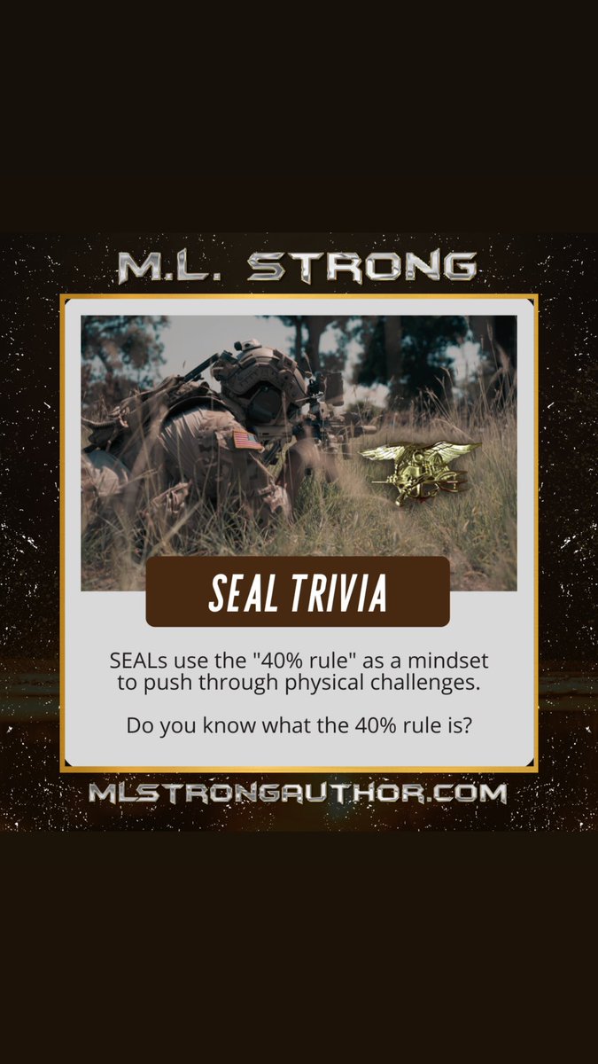 mlstrongauthor's tweet photo. Do you know? #SEALTrivia 🔱
https://t.co/QOproNpHqY
#NeverQuit #onlyeasyday #FrogmanFriday #SEALTeams #warriormindset #teams #UDT #Frogmen #LLTB #teamsandshit #theteams #NavySEALs #Hooyah #MLStrong #VeteranAuthor #usnavyseals #frogmanauthor #USNavy #Hooyah https://t.co/wuRe8AwHP7