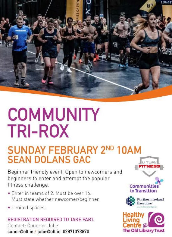 🚀🎉 Don’t Miss Out on Tri-Rox! 🎉🚀

📅 Date: February 2, 2025
📍 Location: Sean Dolans GAC
⏰ Time: Starts from 10am

📌 Beginners/ Newcomers ONLY!
📌 Spaces are LIMITED—don’t wait! Secure your spot now. forms.office.com/e/B0dwqZi51R 
🎟️ Enter as teams of 2. Must be over 16!