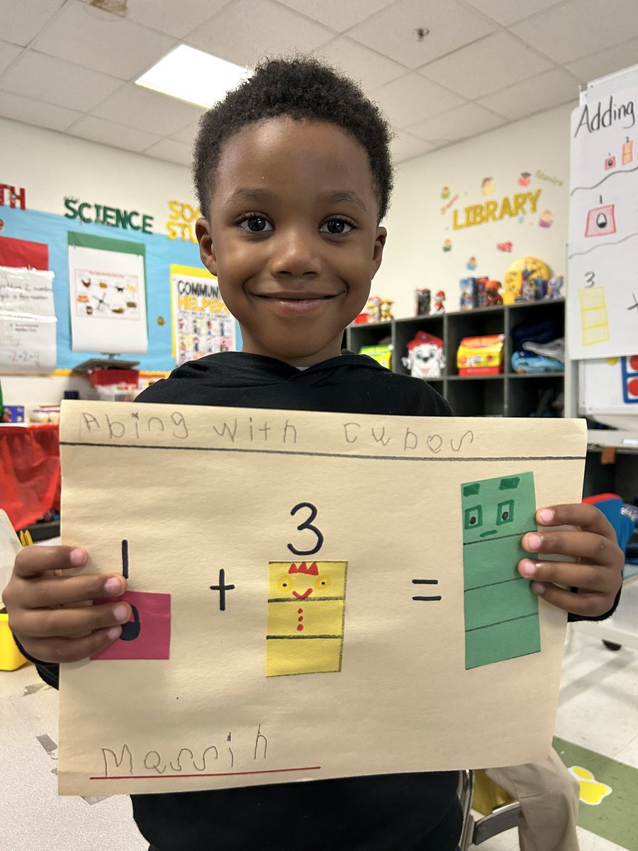 Miss_Bolden's tweet photo. I can add up to 5
#PreK 🍎 
#TheColdestPreKTeacher 👩🏾‍🏫 #InnovativeLessons 🧠 #Science 🧪 #Math 🧮#Addition ➕ 📚 #STEM #NumberBlocks 🟥🟧🟨🟩🟦 https://t.co/LZOfjF1X5c