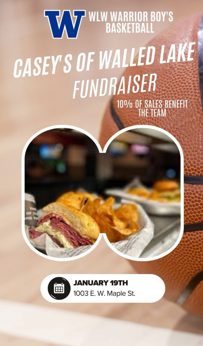 Walled Lake Western Mens Basketball Team (@wlw_mensbball) on Twitter photo Please support the Walled Lake Western Boys Basketball program & come out to Caseyβs of Walled Lake. On Sunday January 19th. 10% of all proceeds go to the team. Takeout and Dine in only. Door Dash is not included. πππ€ <a href="/WLWAthletics/">WLWestern Athletics</a> <a href="/WLWWARRIORS/">Walled Lake Western</a> <a href="/Coach_dgraves/">@coach_dgraves</a> <a href="/WalledLkSchools/">Walled Lake Schools</a> Please support the Walled Lake Western Boys Basketball program & come out to Caseyβs of Walled Lake. On Sunday January 19th. 10% of all proceeds go to the team. Takeout and Dine in only. Door Dash is not included. πππ€ <a href="/WLWAthletics/">WLWestern Athletics</a> <a href="/WLWWARRIORS/">Walled Lake Western</a> <a href="/Coach_dgraves/">@coach_dgraves</a> <a href="/WalledLkSchools/">Walled Lake Schools</a>