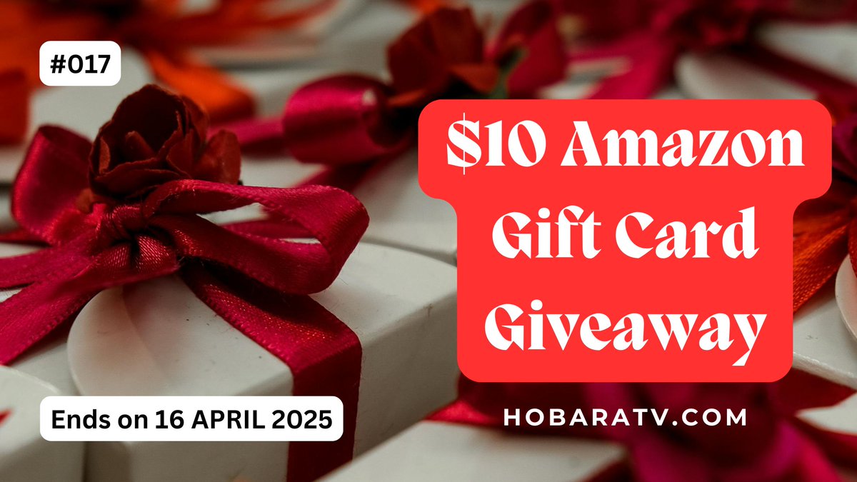 HobaraTV's tweet photo. #New  #giveaway  (#017)
Enter for a chance to win a $10 Amazon Gift Card.

To enter, follow this link👇
https://t.co/285UgX4veH

Follow @HobaraTV  for new giveaways.
Ends on 16 APRIL 2025
USA and Canada Residents only. T&amp;C apply. https://t.co/XqukO9YtA3