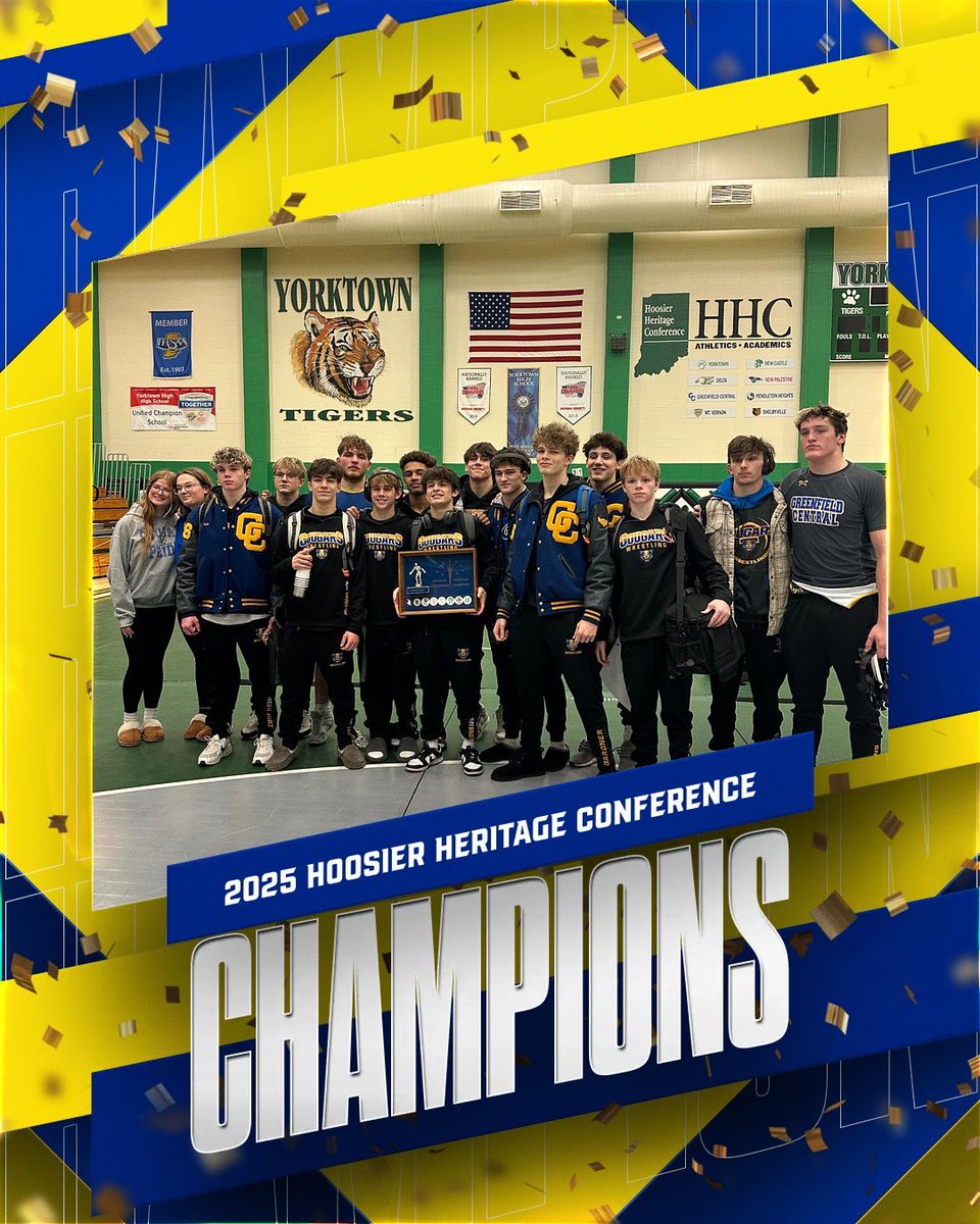 HHC Champions! 

The Cougars win their fourth team title in five years! GC was powered by Champions Parsons, Thompson, and Blevens! GC out distanced rival New Pal 226-199 to bring the trophy back to Greenfield!