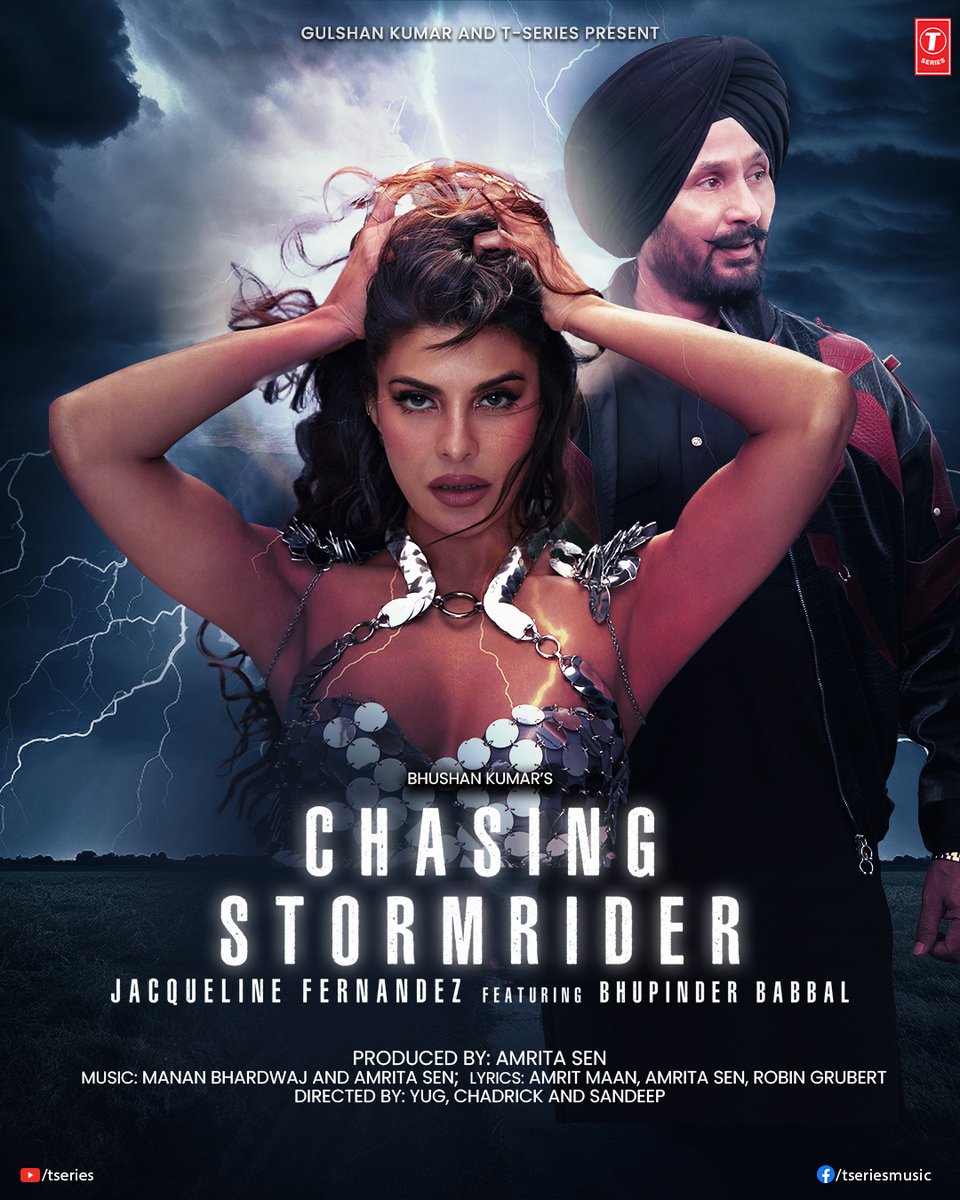 TSeries's tweet photo. This song will have you on the edge of your seat, vibin' 🔥 #ChasingStormrider Coming Soon!
#tseries @TSeries #Bhushankumar @asli_jacqueline #BhupinderBabbal #AmritaSen @tuneintomanan @asliamritmaan #RobinGubert @raymantmarwah #Yug
#Chandrik #Sandeep #HearMyst https://t.co/A5gw9JULHL