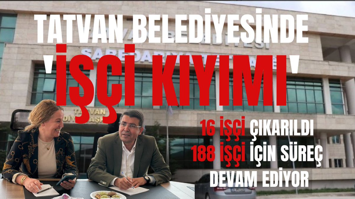 sinanaygul's tweet photo. DEM Parti'li belediyeden "Kayyum Pratiği" 

DEM Partili Tatvan Belediyesi "Güvenlik Soruşturması" bahanesiyle 16 işçiyi işten attı, 188 işçi için süreç devam ediyor.

Gerekçe ise, içinde "Terör iltisakı" da yazan güvenlik soruşturması sonucu.

Belediye son 7-8 aylık süreçde, farklı zamanlarda 240 civarında yeni personel almış, alınan personeller için emniyetten "Güvenlik ve Arşiv Soruşturması" talebinde bulunmuştu.

Personellerin 52'sinin güvenlik soruşturması sonuçlandı, sonuçlananlardan 16'sının ise sonucu "negatif".

Negatif sonuçlananlar arasındakilerin hiçbiri hakkında "memuriyete engel" hüküm olmamasına rağmen "terör iltisakı olduğu düşünülmektedir" vb. şekilde "istihbarata dayalı notlar" yazıldı.

Geçtiğimiz günlerde Akdeniz Belediyesi hakkında yürütülen soruşturma için DEM Parti Yerel Yönetimlerden Sorumlu Genel Başkan Yardımcısı Rüştü Tiryaki "Gizli tanık örgüt talimatıyla, örgüte yakın isimlerin işe alındı��ını söylemiş" şeklinde açıklama yapmıştı. 

Bu açıklama üzerine Tatvan Belediye Eş Başkanı Mümin Erol belediye yönetiminin bir kısmı ile birlikte aldığı kararla, Akdeniz Belediyesi soruşturmasını örnek göstererek 16 işçinin işine son verdi.

İlgili kurumdan gelen soruşturma sonucunda belediyeden işçilerin işine son verilmesi istenmediği, sadece bilgi verildiği, işten çıkarmanın tamamen belediye yönetimi inisiyatifiyle yapıldığı öğrenildi. 

36 işçi için soruşturma sonucu pozitif gelirken, geri kalan 188 personelin güvenlik soruşturması sonuçlarıyla çıkarılacak işçi sayısının kaça çıkacağı bilinmiyor.

Geçtiğimiz hafta yapılan işten çıkarmadan sonra ne belediye ne DEM Parti tarafından herhangi bir açıklama yapılmadı.

Kayyum atanan belediyelerde kayyumun işten çıkarma işlemine karşı çıkmasına rağmen DEM Partili belediyede aynı gerekçeyle işçi çıkarılmasına dair DEM Parti yöneticilerine sorduğumuz sorular ise yanıtsız kaldı.
