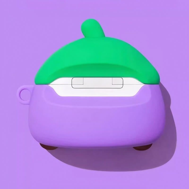 kawaiiese's tweet image. Tired of dull AirPods cases? Elevate and protect your buds🌟 with our durable Purple Smiley Face Eggplant Case 🍆! Stand out and keep them safe. Buy now: buff.ly/3C6uw7p #UniqueTech #AirPodsCase