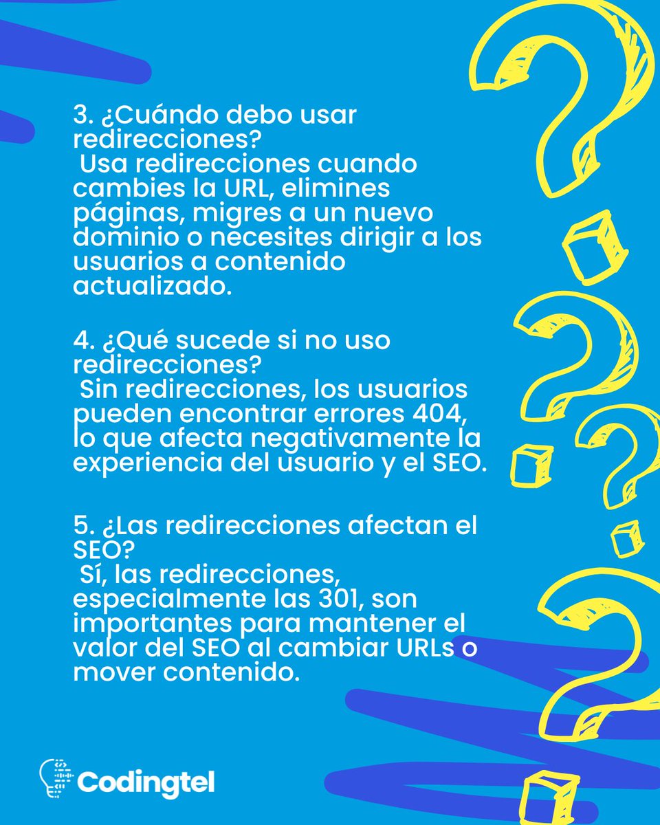 codingtel's tweet image. ¡Estamos aquí para ayudarte a optimizar tu presencia en línea!Las redirecciones son herramientas esenciales en la gestión de sitios web. Si tienes más preguntas, no dudes en preguntar. ¡Estamos aquí para ayudarte!