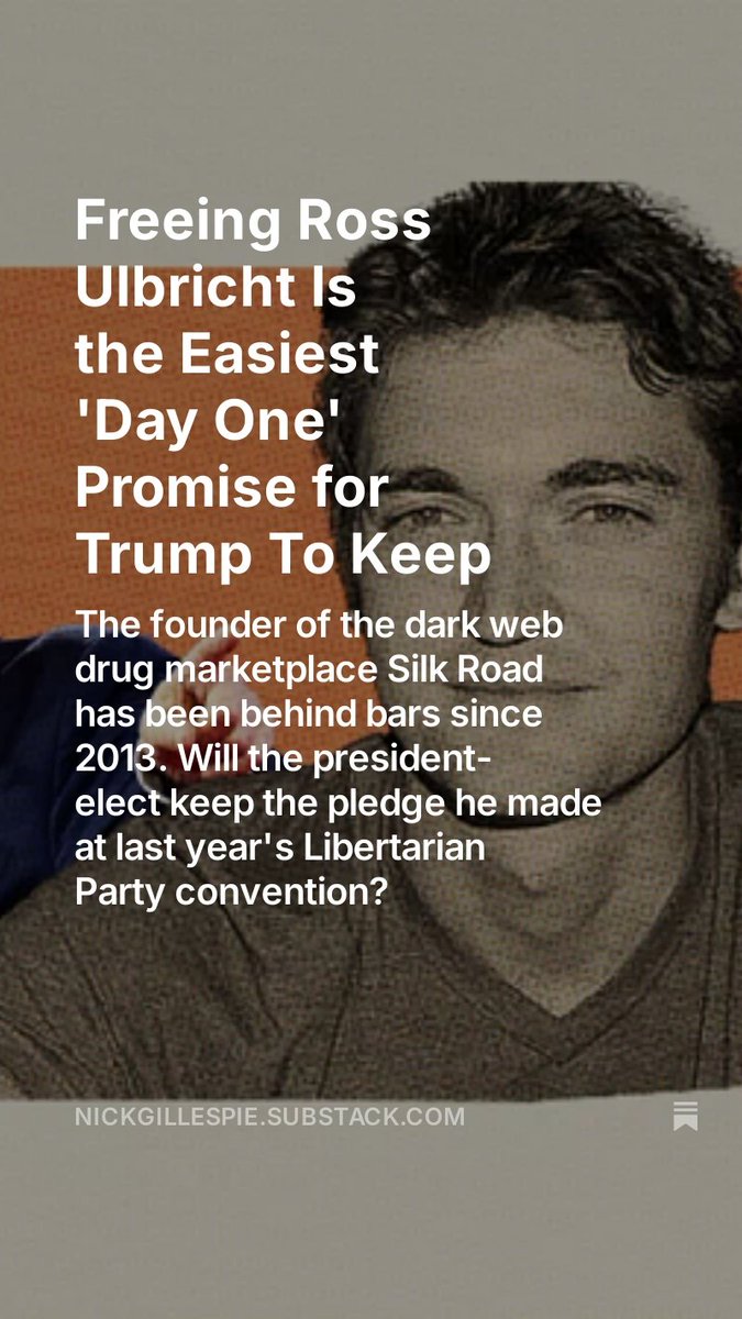 Let's go, <a href="/realDonaldTrump/">Donald J. Trump</a>! Keep yr promise to free <a href="/RealRossU/">Ross Ulbricht</a>! <a href="/Free_Ross/">Free_Ross</a> <a href="/PardonRoss/">Pardon Elizabeth Holmes!</a> <a href="/BitcoinMagazine/">Bitcoin Magazine</a> <a href="/kurt_loder/">Kurt Loder</a> <a href="/reason/">reason</a> <a href="/LPNational/">Libertarian Party</a>