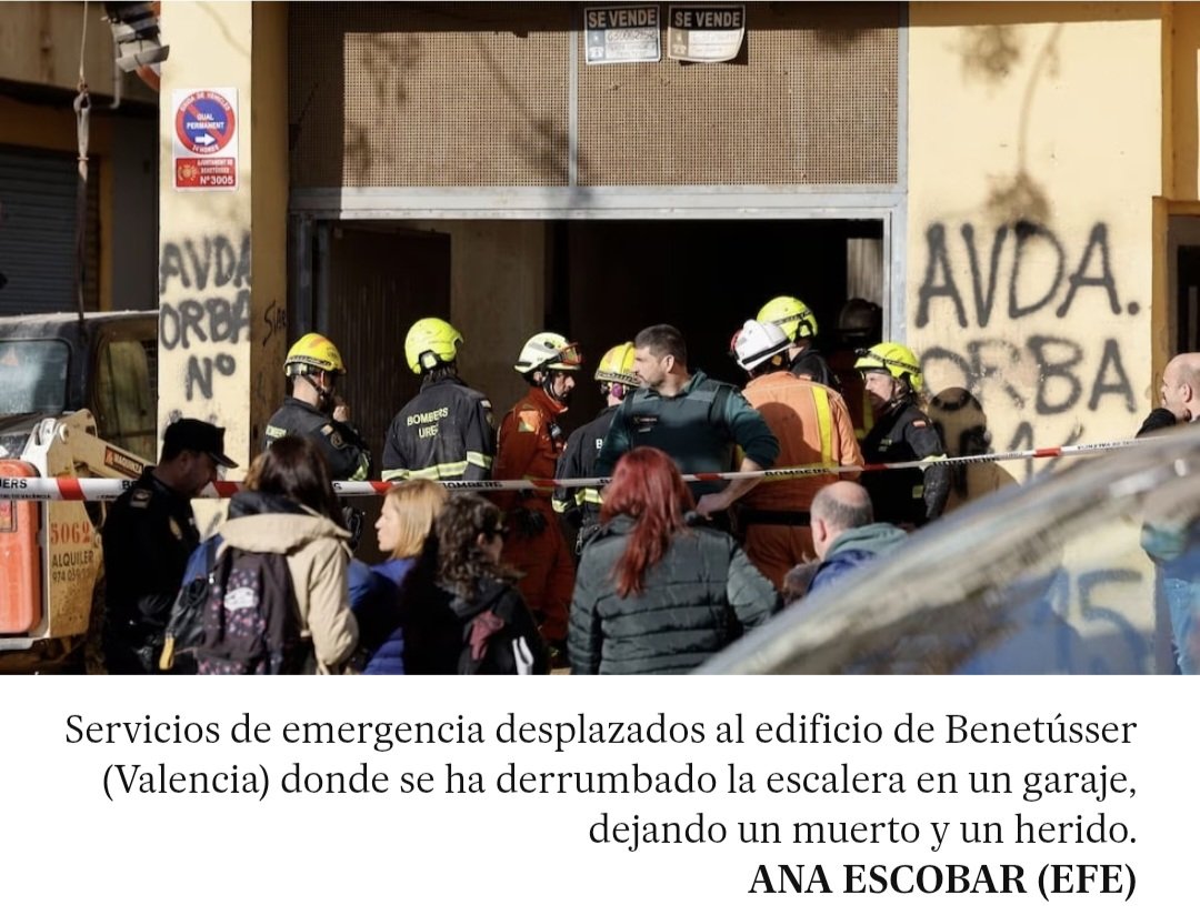 CGT's tweet photo. Siniestralidad laboral |
🔴 Fallece un trabajador durante la limpieza de un edificio afectado por #DANA en #Benetússer
Estaba contratado por Becsa, empresa elegida por la Diputación de Valencia
¡Exigimos la práctica de PRL y la depuración d responsabilidades!
#NoSomosNumeros https://t.co/ARyIH20fjL