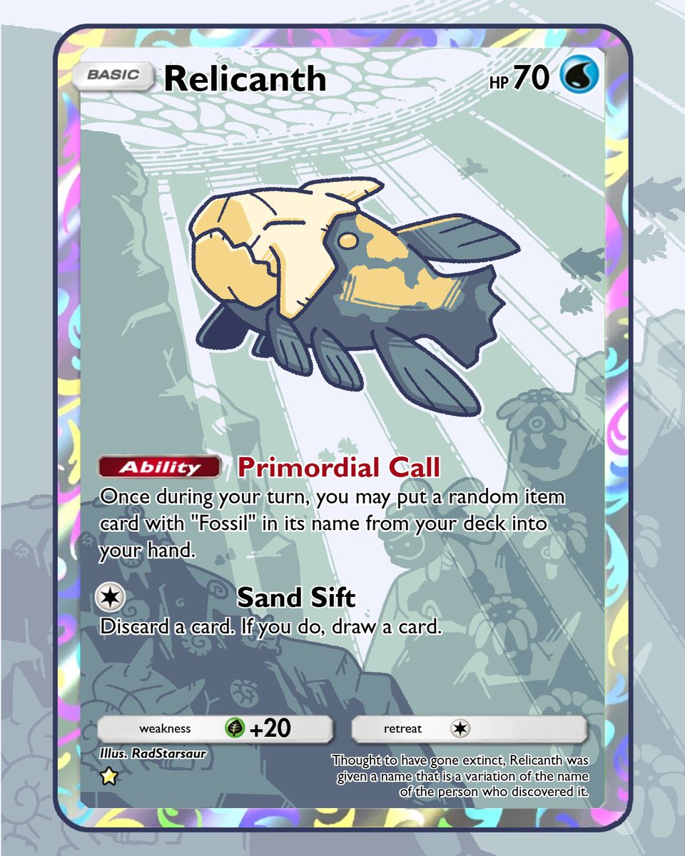 RadStarsaur's tweet image. I'm hopeful that Pokemon TCG Pocket will add support for fossil decks in the next set, but until then, I'll just make my own. Relicanth has a history of supporting fossil decks in the main game, so it would be a good choice for Pocket as well.