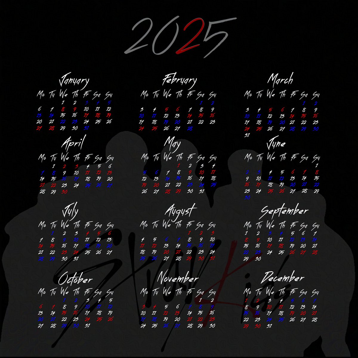 kaibehere's tweet photo. I made myself a StrayKids calendar to mark my shifts at work and thought it came out nice so here it is if anyone wants it :) #straykids #han #felix #bangchan #hyunjin #in #leeknow #seungmin #art (?) https://t.co/4s1jZsOKpz