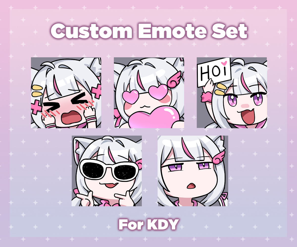 Zhennii's tweet image. Finished a set of custom emotes for @/kdy_vr
Thank you for commissioning me! 🫶

#VGenComms #VGenOpen #emotes