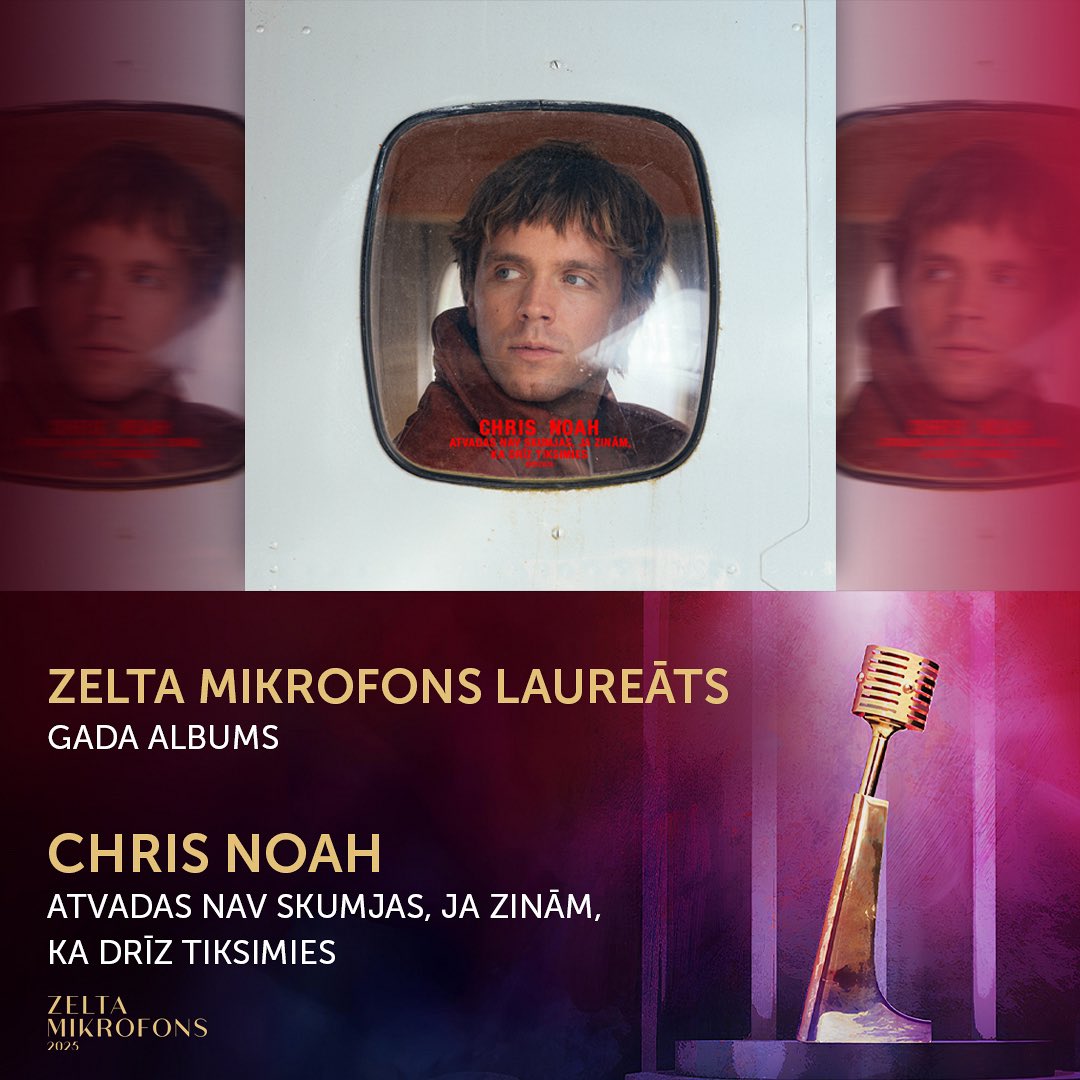 Kategorijā “Gada albums” Zelta mikrofonu iegūst Chris Noah ar albumu “Atvadas nav skumjas, ja zinām, ka drīz tiksimies”!🎙️