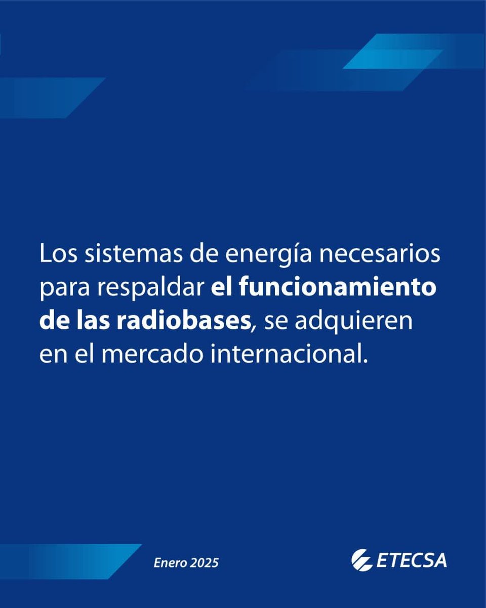 El recambio de baterías, que debe hacerse entre anual y binual de todos los sitios que no cuentan con respaldo energético y dependen de la calidad de sus baterías, se adquiere en el extranjero.

Se requiere de recursos financieros para mantener esto ciclos.
#EtecsaConCuba