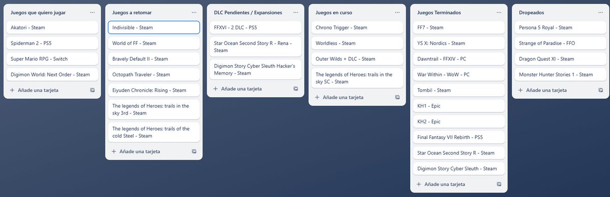 Ehack5's tweet image. Así me queda el listado juegos este 2025 :B