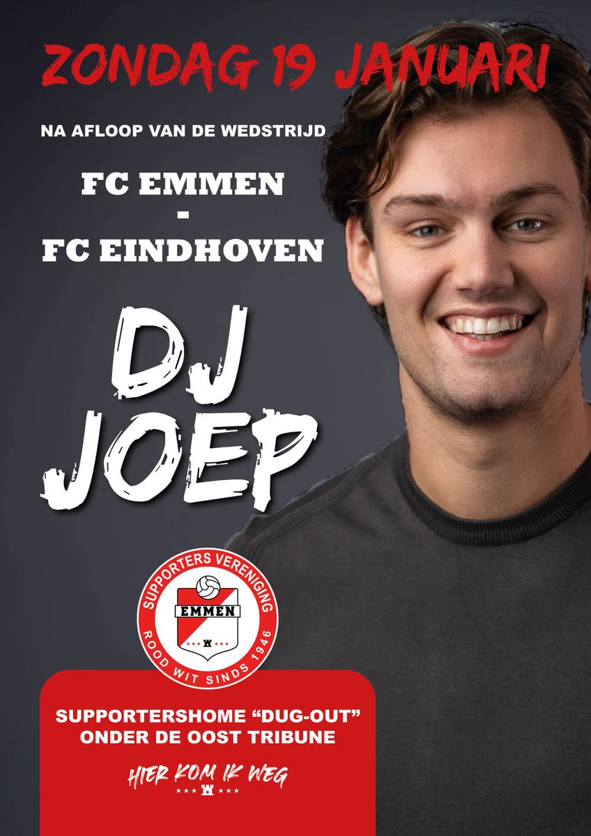 Na de wedstrijd FC Emmen - FC Eindhoven zorgt DJ Joep ervoor om jouw weekend gezellig af te sluiten! 🎶

#FCEMMEN #HIERKOMIKWEG #EMMfce