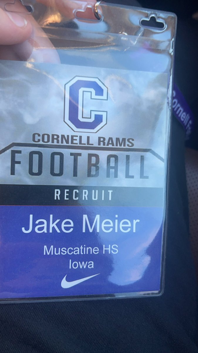 JakeMmmeier's tweet photo. Had a great visit today with @CornellRamsFB ! Thanks @CoachJuscik https://t.co/PcAVUahMbh