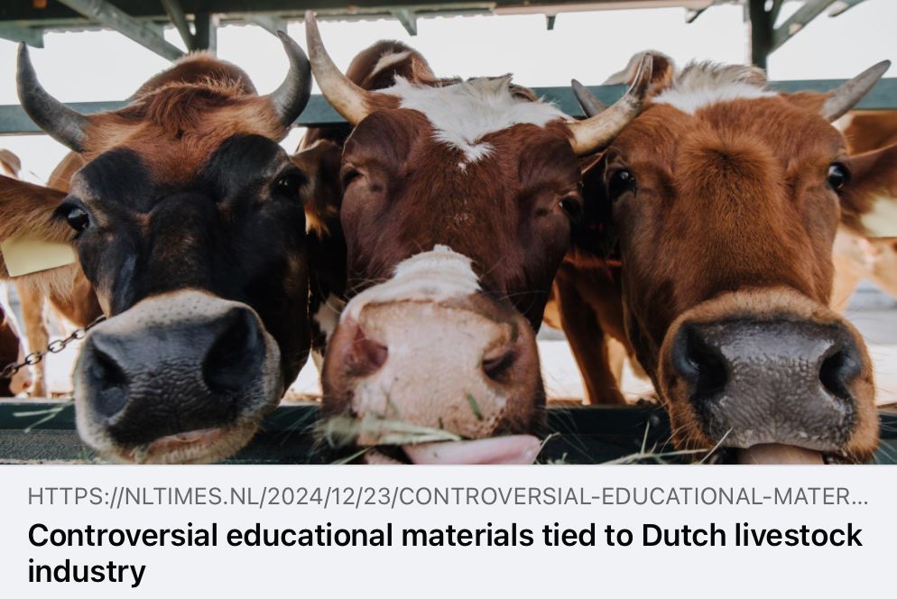 "In educational materials provided to Dutch elementary schools about the origins of food, key information is often omitted. Research [...] reveals that much of this material is developed by organizations in the meat and dairy industries."

Learn more: buff.ly/4iPksjQ