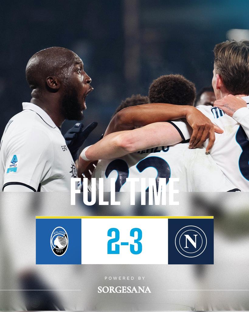 ⏹️ Full time: #AtalantaNapoli 2-3

💙 #ForzaNapoliSempre