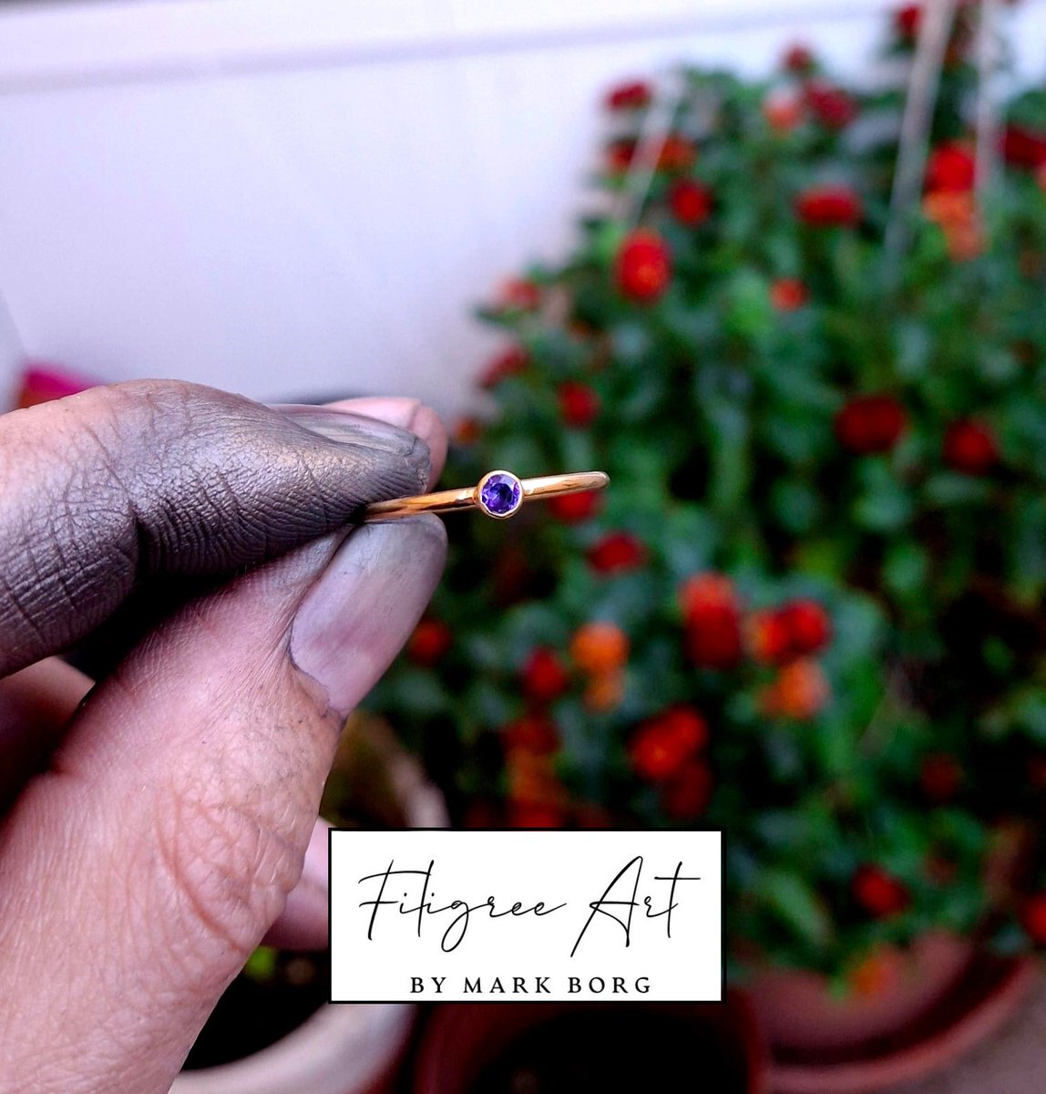 Just off the bench, a minimalistic yellow gold (18K) ring with a beautiful deep purple natural amethyst - commissioned piece. 

#ArtisanMade #FiligreeArt #JewelryDesigner #Craftsmanship #HandcraftedJewelry #markborg  #JewelryLovers #StackableRings #TimelessDesign #malta #matese