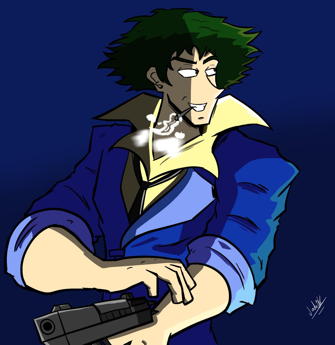 JadinSkater24's tweet photo. Spike Spiegel quick drawing 
#CowboyBebop #digitalart https://t.co/ygJjX5WMmJ