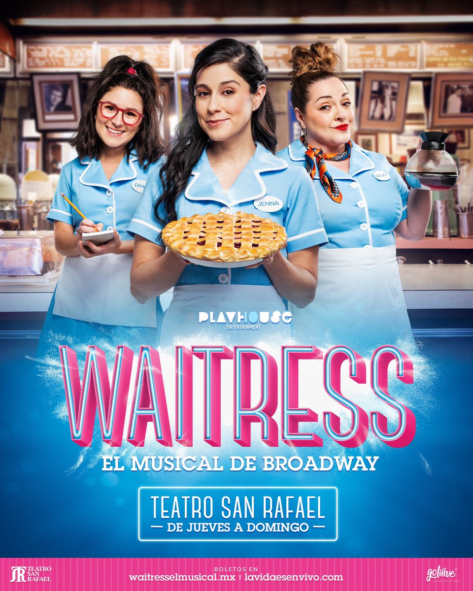 norbors's tweet image. Dejaré por aquí este póster que disfruté mucho diseñar, esperando que todos vayan pronto a probar estos pays al teatro 💙 #WaitressMx