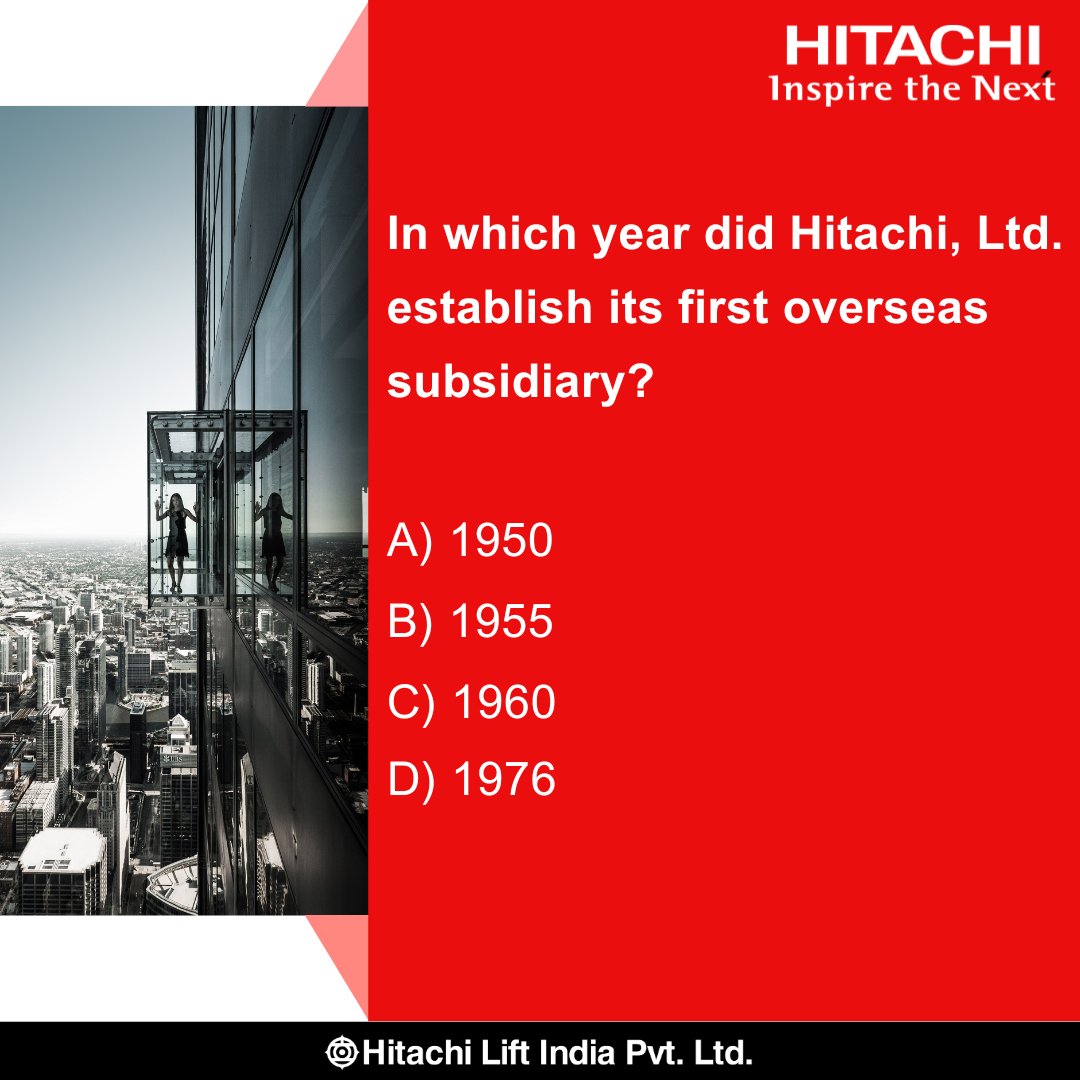 HitachiliftInd's tweet photo. Think you know when Hitachi established its first overseas subsidiary? Share your guess in the comments below! Answer daily from 16th-25th Jan'25 to win โน500 Amazon vouchers. Share & tag Hitachi Lift India to qualify
#HitachiTrivia #QuizTime #WinWithHitachi #spiritualsunday #HLI https://t.co/M11Lba1pCS