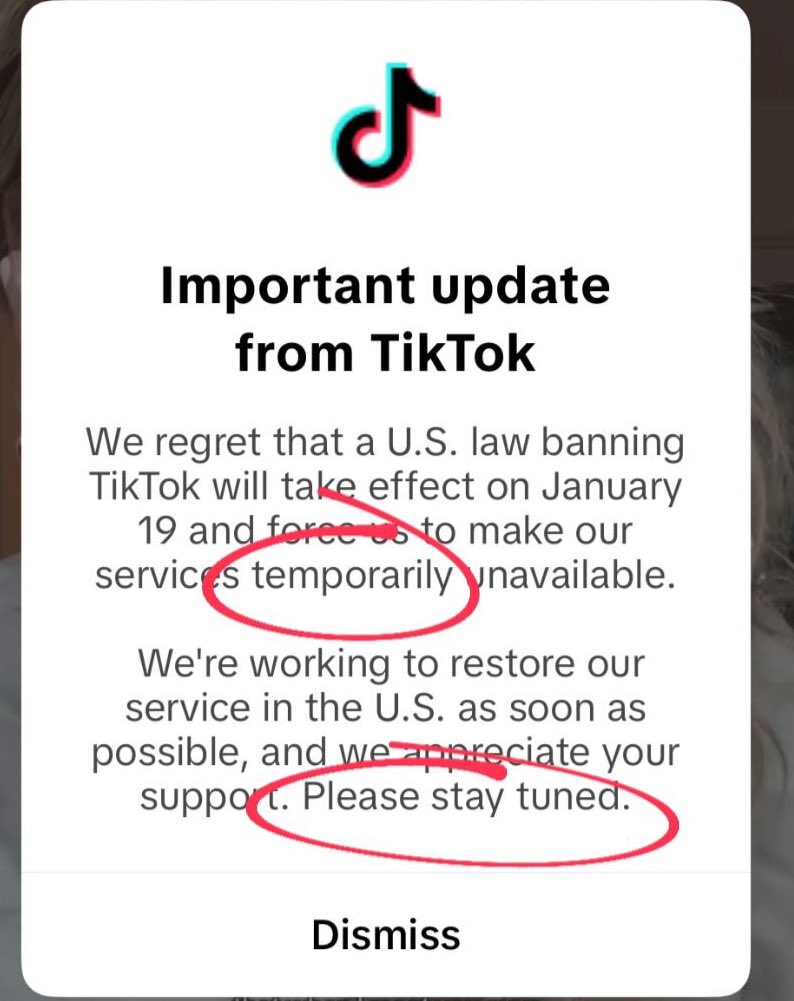 theisabelb's tweet photo. In DC tonight in anticipation of the TikTok ban in a few hours… all I know is I’m not saying goodbye to our community over there. 

I’ll see you guys on Monday 🫡

Trump 🤝 TikTok 👀🇺🇸 https://t.co/wC8NhwPAFq