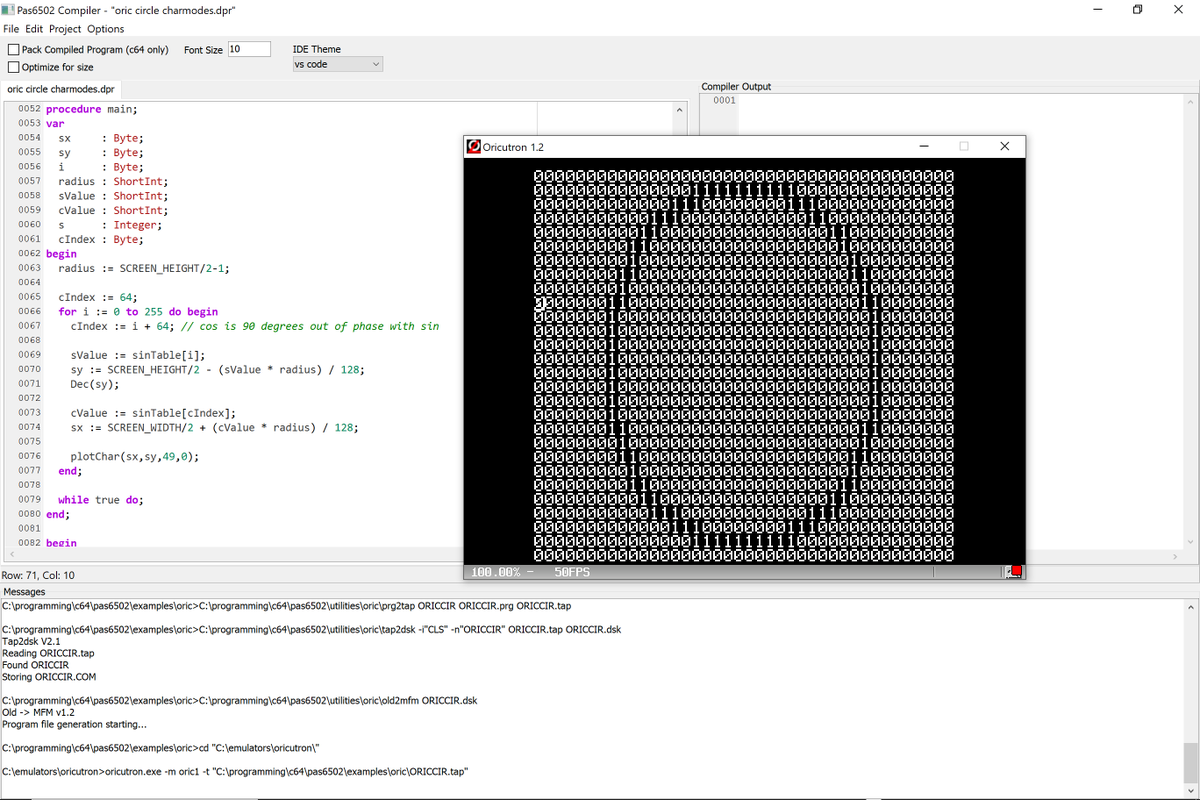 SyntaxErrorSoft's tweet image. #pas6502 #oric some oric computer testing with my #Pascal to 6502 cross-compiler :)