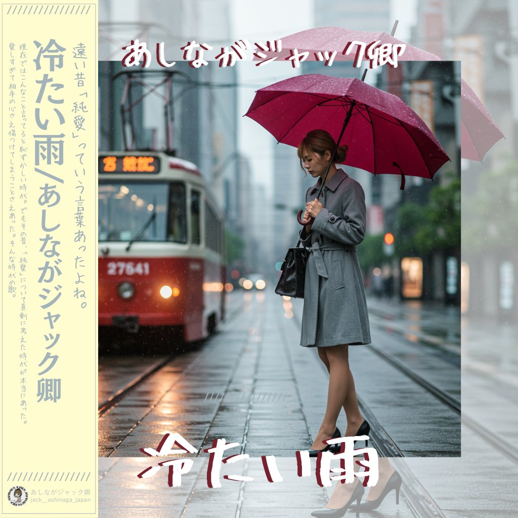 capy_ito1a's tweet image. 新曲：冷たい雨
どうしても、路面電車を走らせてみたかった・・。
この曇天加減どうですか？曇天フェチっ！
あっ、どうでもいい。ｗｗｗ
今回のテーマは「純愛」ですかね・・。

曲はコメント欄に貼っておきます。
＃AI女子 #オリジナル曲  @SunoMusic @udiomusic  ＃StableDiffusionWebUI