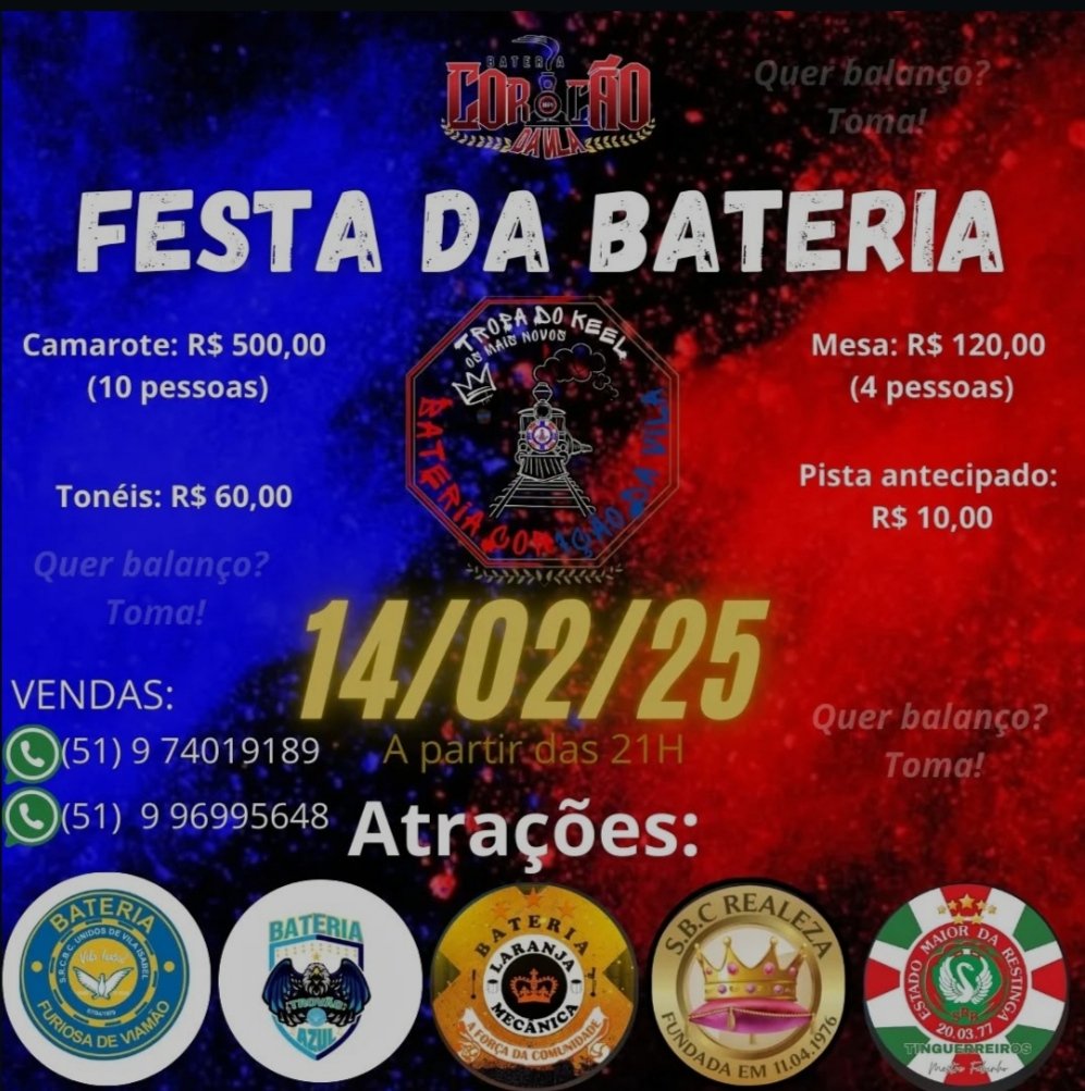 BrunaChocolat's tweet photo. Visita a coirmã União da Vila do IAPI festa da bateria.

#Carnaval2025 #sbcrealeza #festabateria #coracaodavila #semcarinho #carnavalpoa https://t.co/BbVmmubuTT