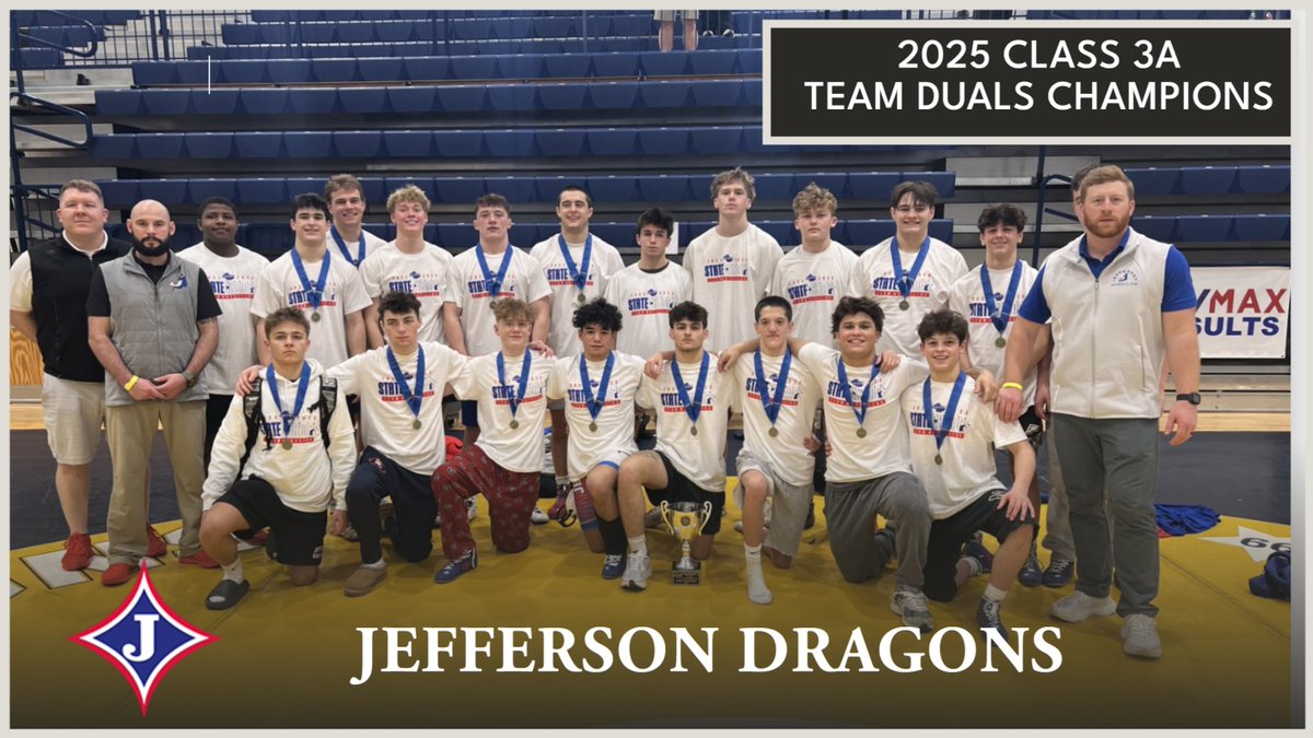 Team Duals Wrestling State Championship | 🤼‍♂️🏆
Congratulations to the Dragons of <a href="/jtowndragons/">Jefferson Athletics</a> 
                    2025 Class 3A State Champions