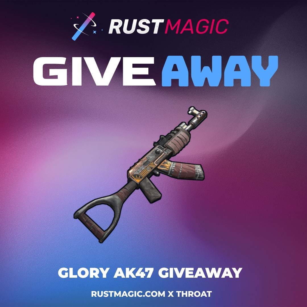 Throat_YT's tweet photo. Glory AK47 Giveaway (~$300)  
✅ Follow ME @Throat_YT &amp; @RustMagicCom
✅Like, Retweet, Tag 1 friend
 Winner drawn in 10 days, good luck dirty degens https://t.co/gYHAxH25WS