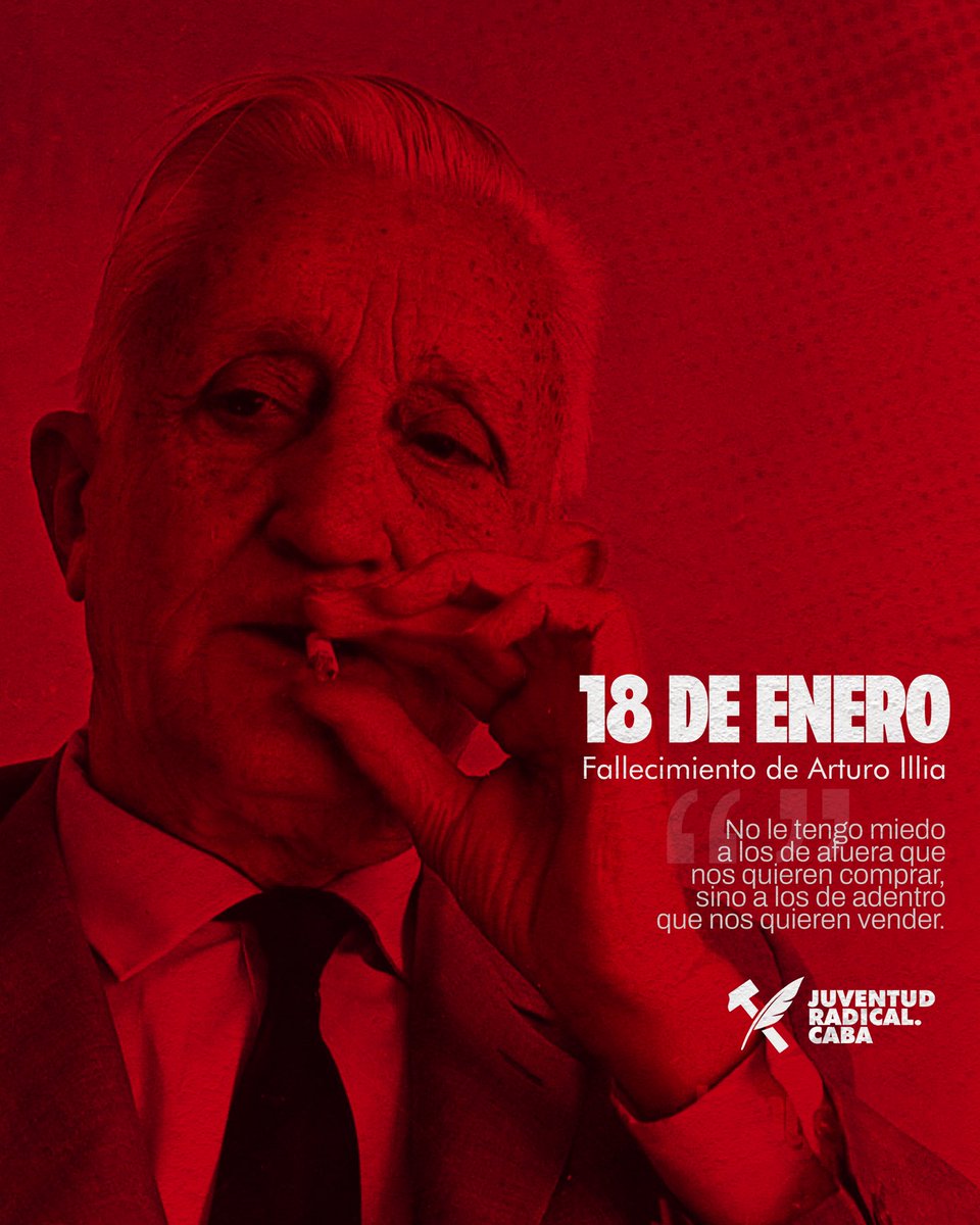 “No le tengo miedo a los de afuera que nos quieren comprar, sino a los de adentro que nos quieren vender”. 

Recordamos al ex presidente Arturo Illia a 42 años de su muerte.

#ArturoIllia #UCR