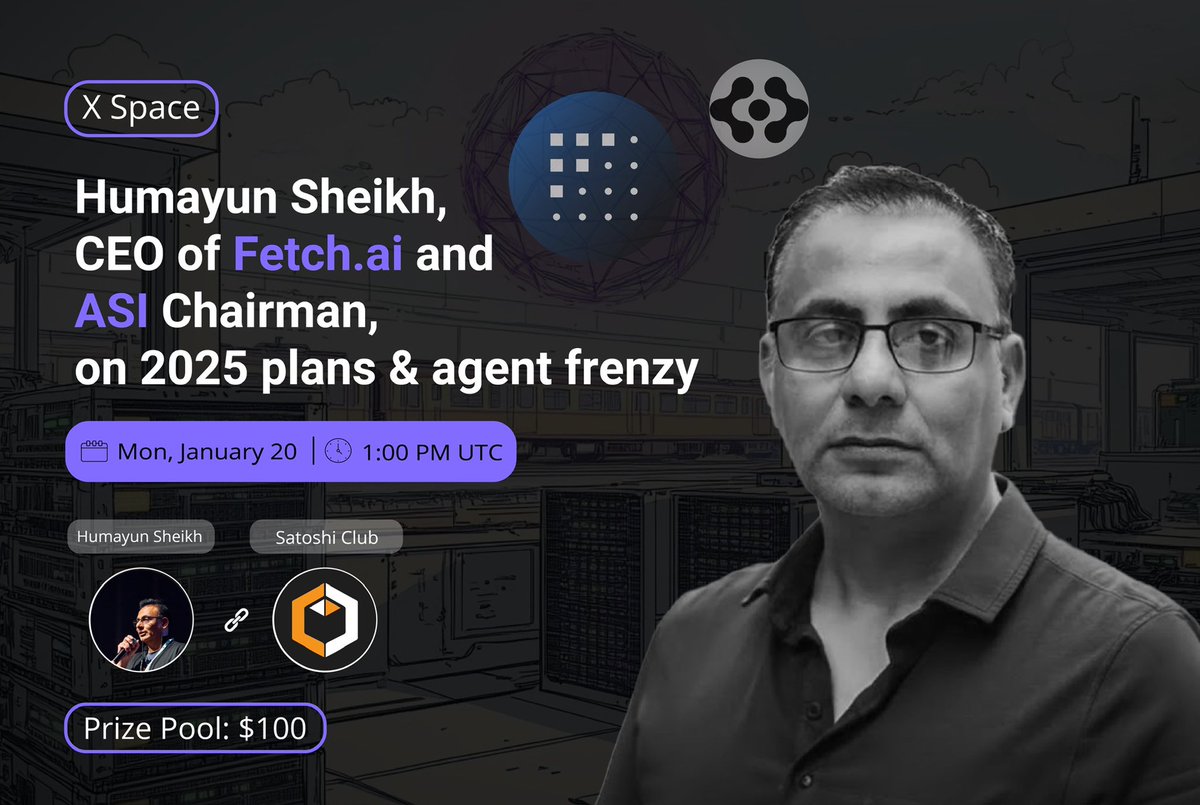 esatoshiclub's tweet image. 🗓️ Join us on January 20 at 1 PM UTC for an exclusive space with @HMsheikh4, CEO of @Fetch_ai, and Chairman of @ASI_Alliance.

We’ll discuss ASI’s 2025 roadmap and the AI agent revolution.

💰 $100 prize pool awaits participants

Set a reminder 👇