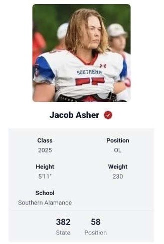 More than blessed‼️Ranked 58th for Offensive Lineman in the state of North Carolina. <a href="/SAPatriotsFB/">Southern Alamance Football</a> <a href="/coach_mccants/">Tony McCants</a> <a href="/AverettFootball/">Averett Football</a> <a href="/GuilfordFB/">Guilford College Football</a>