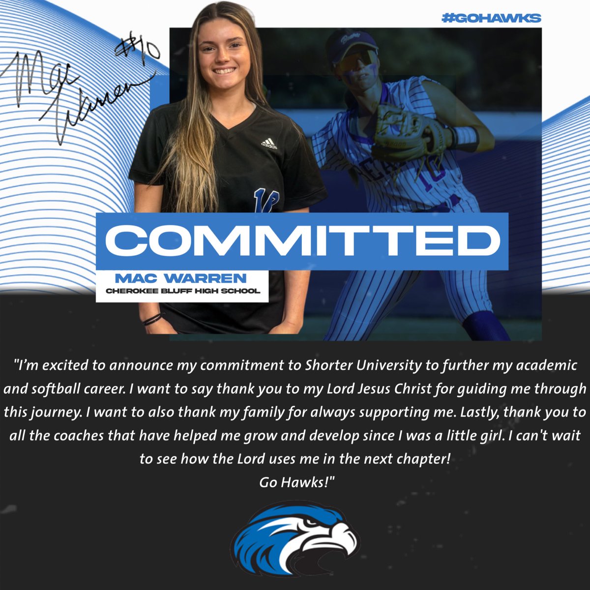GO HAWKS💙🤍!! #Committed <a href="/SUHawksSoftball/">Shorter University Softball</a> <a href="/kelseyshodgson/">Kelsey Hogan</a> <a href="/Vipers08Vaughn/">Atlanta Vipers 08 - Vaughn</a>
