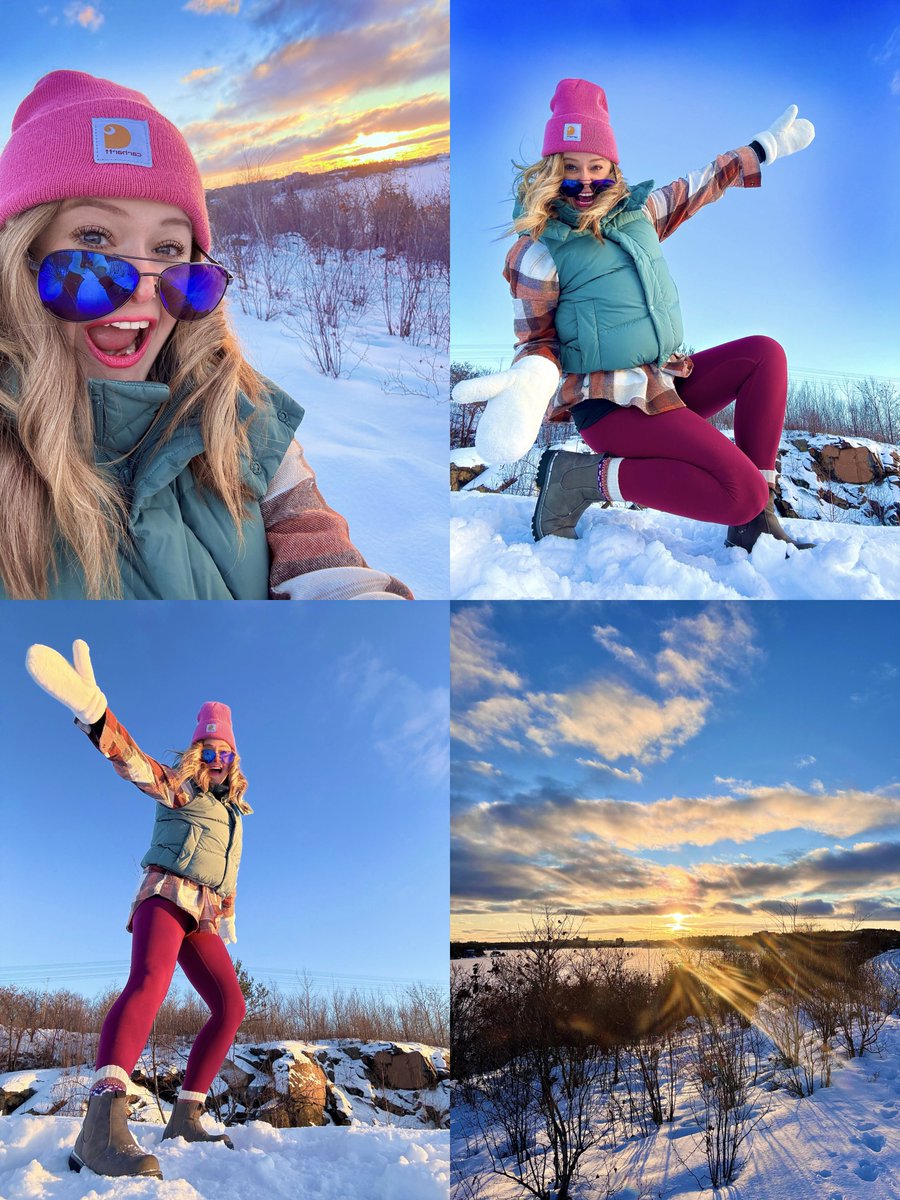 HeyItsMeMissJT's tweet photo. Sunset hiking. I highly recommend it. #GoldenHour #WinterFun #WeekendVibes #OutdoorFitness #SaturdayMotivation #RamseyLake #Hills #Trails #CanadianCardio #StepsAndReps #GoTheDistance Living that golden life. #IMakeItThatWay ❄️☀️🌅💜❄️☃️ https://t.co/qY8d2hdwan