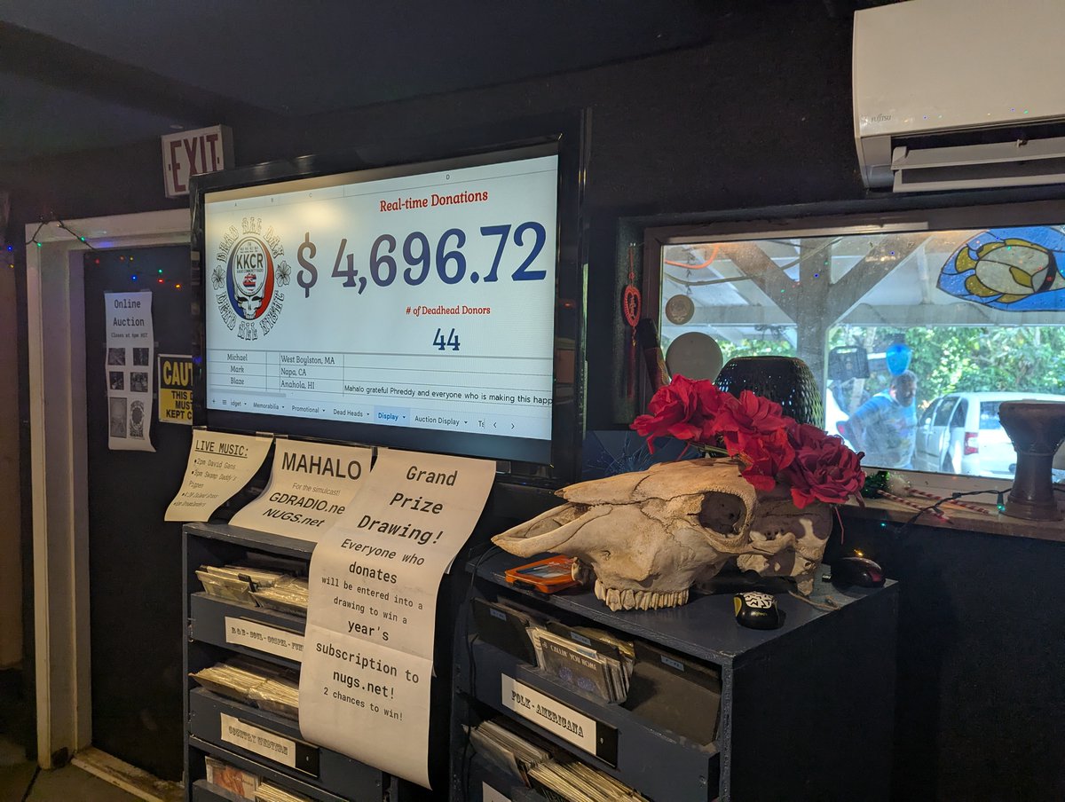 Today is KKCR's Grateful Dead marathon, from now until midnight!  Check out KKCR.org for auctions and merchandise sales, live music starts at 2pm and continues until 6pm, listen on the air for exclusive live recordings of many rare Grateful Dead performances