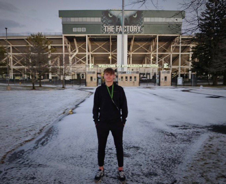 I am very blessed to announce that I have received my first division 1 offer from <a href="/EMUFB/">Eastern Michigan Football</a>!!!!🟢⚪️ It was a great day meeting an amazing group of coaches!
<a href="/CoachSDugan/">Sean Dugan</a> 
<a href="/Coach_Creighton/">Chris Creighton</a> 
<a href="/CoachBenNeedham/">Ben Needham</a> 
<a href="/EMUFBRecruiting/">EMU Football Recruiting</a> 
#ETOUGH 🔧
#TheFactory