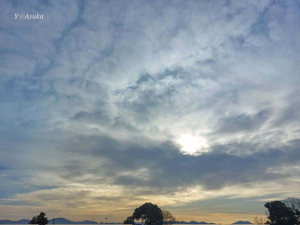 yumeasutw's tweet photo. 空一面雲が広がり頭上に僅かに青空が覗く、お日様は朧気な冷えた日曜日の朝🌥️
予想最高/最低気温🌡️11℃/-4℃
曇り時々晴れ☁️/☀️
日中は青空が広がりそうですが、夕方から再び雲が多くなりそうです。
#イマソラ #いまそら
#高積雲 #巻雲
#空の名前
#天気の図鑑 #雲の超図鑑
#a2025 #a0119 #a202501 https://t.co/BTpdmFonXo