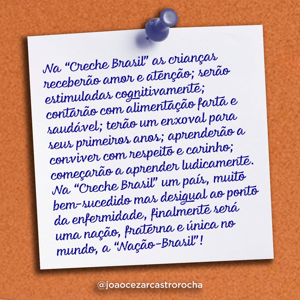 joaocezar1965's tweet photo. “Creche Brasil”: uma ideia. Porque um outro mundo é possível. Sempre. Vamos dar o primeiro passo? https://t.co/ZHvdLlbeQf