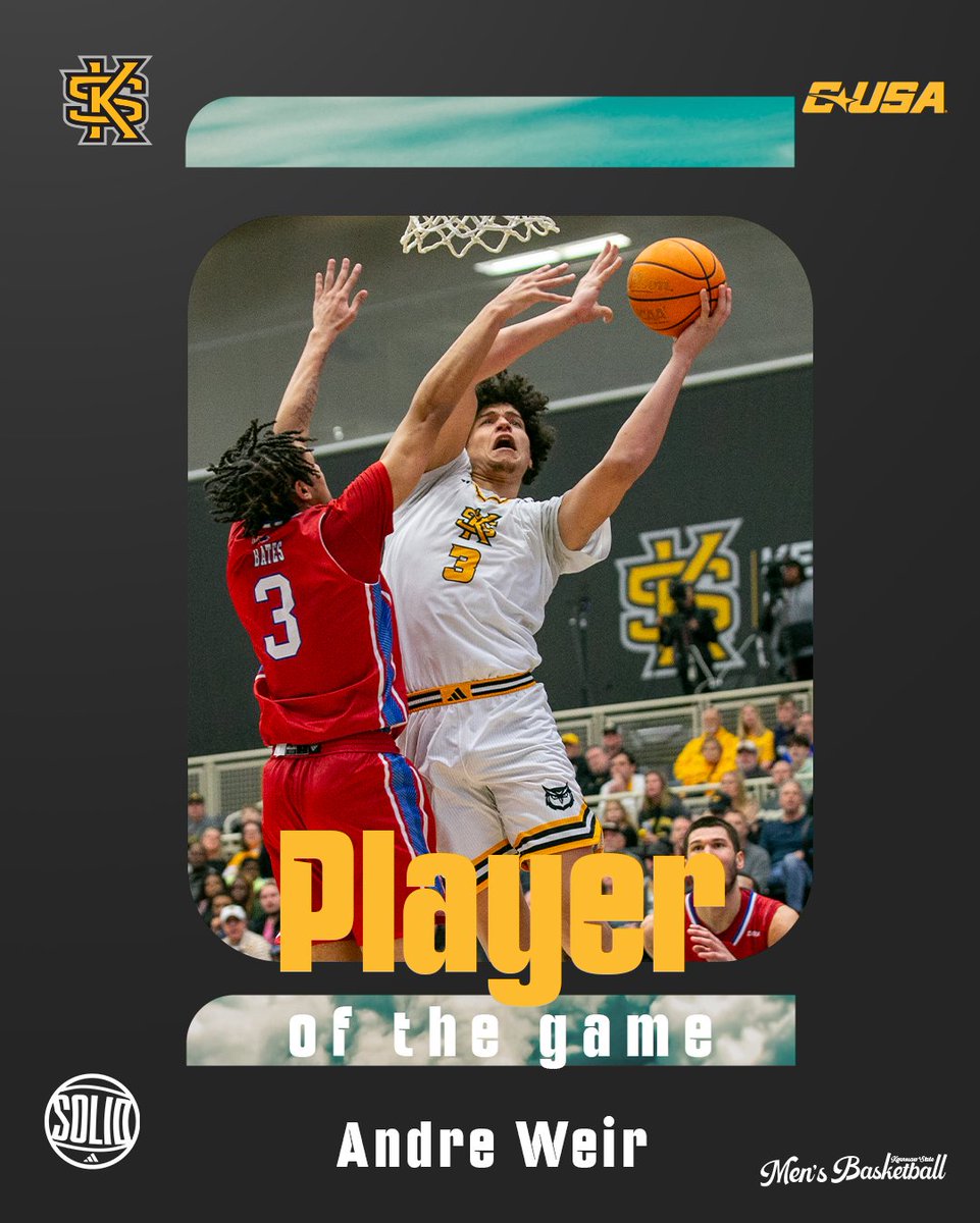 KSUOWLSMBB's tweet photo. Tonight's player of the game ‼️

Andre Weir with HUGE 8 points, 9 rebounds, and 5 blocks!🦾 

#SOLID | #HootyHoo 🦉🏀 https://t.co/RSBwdk7F6k