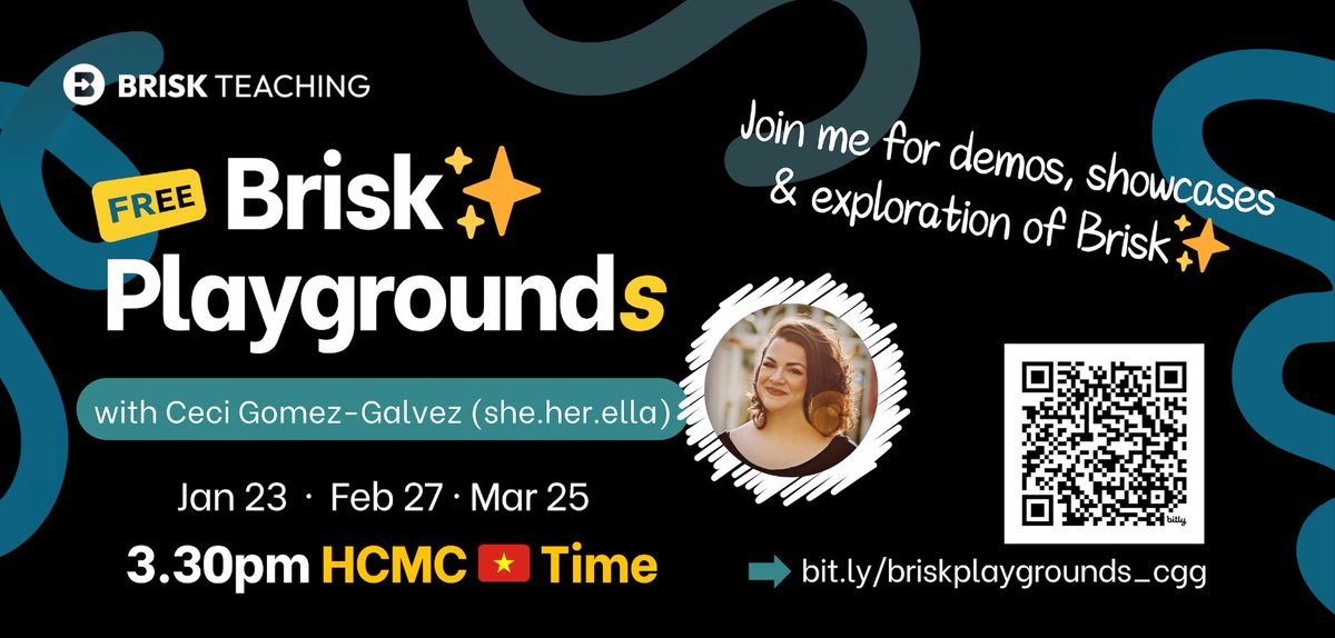 Ceci Gomez-Galvez (she.her.ella) (@cecigomez_g) on Twitter photo 🚀 Thrilled to share THREE FREE <a href="/briskteaching/">Brisk Teaching</a> Playground sessions to kick off 2025! Join me for demos and showcases of this awesome #GenAI tool that personalizes learning for #MLLs✨ Let’s explore together! Register below for one or all three!
➡️ bit.ly/briskplaygroun… 🚀 Thrilled to share THREE FREE <a href="/briskteaching/">Brisk Teaching</a> Playground sessions to kick off 2025! Join me for demos and showcases of this awesome #GenAI tool that personalizes learning for #MLLs✨ Let’s explore together! Register below for one or all three!
➡️ bit.ly/briskplaygroun…