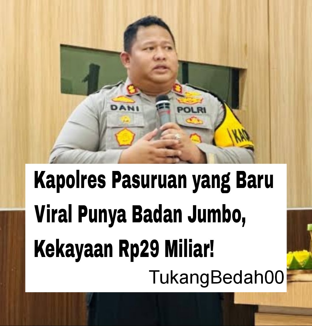 AKBP Jazuli Dani Iriawan sekarang menjabat Kapolres Pasuruan, sebelumnya Kapolres Pamekasan.

Harta kekayaanya sampai 29 miliar loh 😨