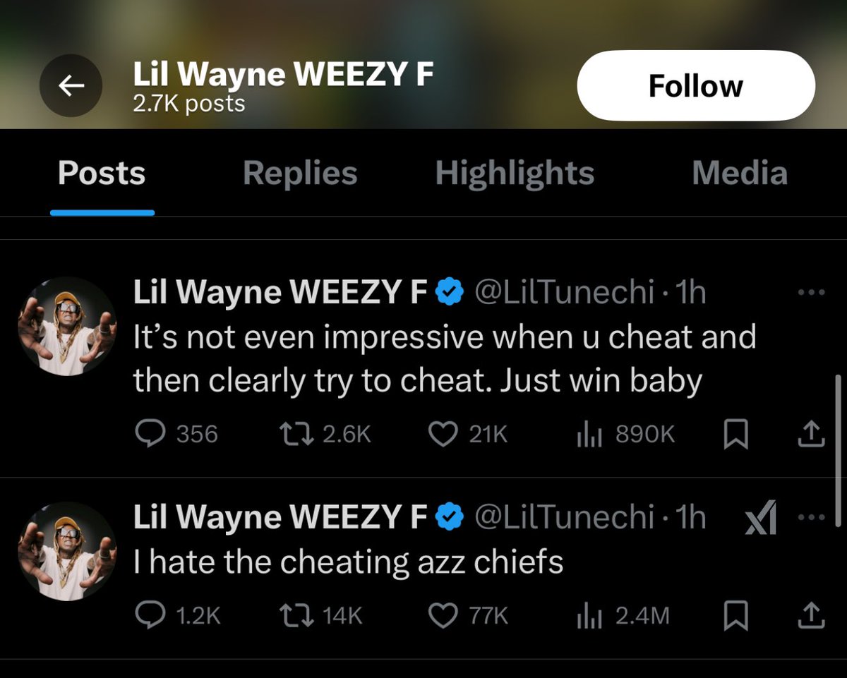 MLFootball's tweet image. LIL WAYNE WENT OFF ON THE #CHIEFS FOR “CHEATING.”

😳
