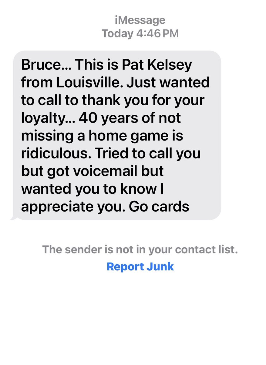 albauer2007's tweet photo. My dad was honored at the Louisville game today becuase he hasn’t missed a single home game in 40 years. Afterwards Pat Kelsey went out of his way to send him this. Pat Kelsey is one of a kind, so glad he’s our coach. #GoCards https://t.co/VXlejhCl11